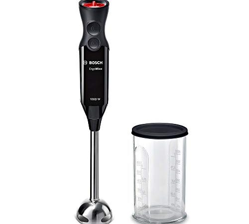 Bosch ErgoMixx Style MS6CB6110 - Batidora de mano, potencia de 1000 W, 12+1 velocidades, con vaso, color negro