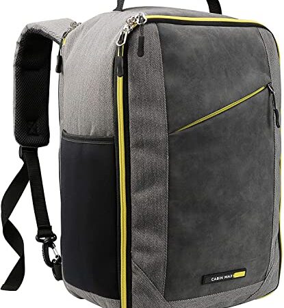 Cabin Max Manhattan Stowaway 40 x 20 x 25 cm – Maleta de Cabina para Ryanair 40x20x25 Maleta de Viaje Barata Nuevas Regulaciones sobre Equipaje Gratuito en Vuelos de Ryanair (Yellow Detail)