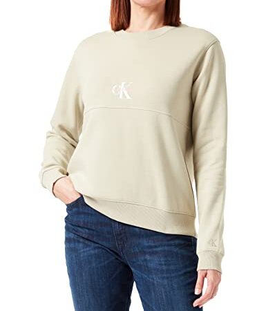 Calvin Klein Jeans Monogram Logo Crew Neck Suéter, Wheat Fields, S para Mujer