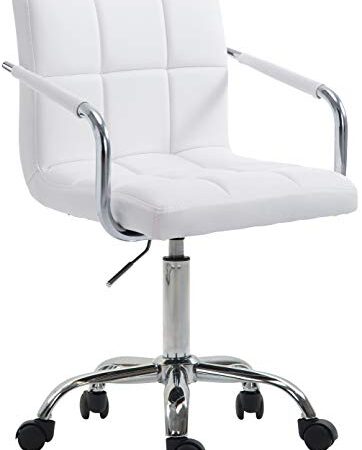 CLP Silla De Oficina Lucy V2 Tapizada En Cuero Sintético I Silla De Escritorio Moderna con Ruedas I Silla De Estudio Giratoria I Color:, Color:Blanco