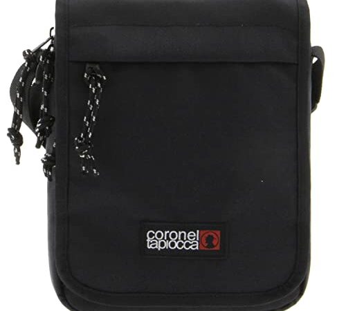 Coronel Tapiocca Urban Bolso para Hombre Bolso Bandolera Casual con Solapa Bolsillos y Cremallera Denim 19x24x5 cm, Negro