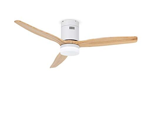 CREATE / WINDCALM DC / Ventilador techo con luz motor DC blanco aspas madera natural / Silencioso, temporizador