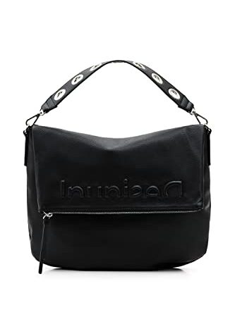 Desigual Bag_Half Logo 22_bretún 2000 Black, 2000-Bolsa de Deporte con Logotipo, Color Negro para Mujer