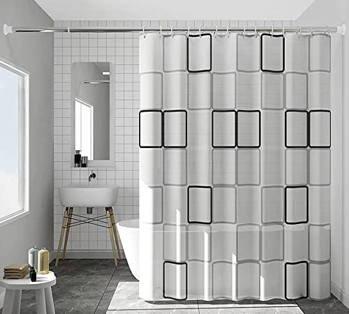 GOOPOOL Cortina Ducha Lavable Cortina Baño Impermeable Cortina de Ducha PEVA Cortina de Baño con 12 Ganchos 180 x 180 cm