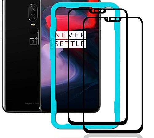 Ibywind [2 Unidades] OnePlus 6 Cristal Templado Completo, Diseñado para no generar Bordes Blancos, aplicador Anti Burbujas Incluido. 9D Curvado de Borde a Borde y Protección Anti-Huellas