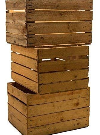 Kistenkolli Altes Land 3 Piezas sólido Cajas de Fruta Cajas DE Vino Cajas DE Manzana Caja Madera Shabby Vintage Medidas Aprox. 49 x 42 x 31cmxxxgebrauchtxxx