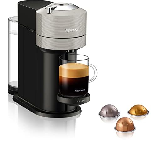 Krups Nespresso VERTUO Next XN910B - Cafetera de cápsulas, máquina de café expreso de Krups, café diferentes tamaños, 5 tamaños tazas, tecnología Centrifusion, calentamiento 30s, Wifi, Bluetooth, Gris