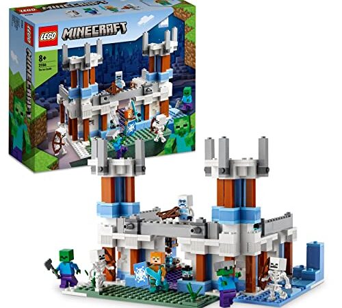 LEGO 21186 Minecraft El Castillo de Hielo, Juego de Acción y Batallas, Set de Construcción para Niños de 8 Años o Más, Zombies, Esqueletos y Espada