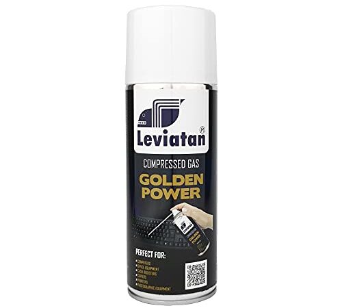 LEVIATAN Golden Power Spray de Aire Comprimido 400 ml | Purificador de Aire | para Limpiar Teclados, Ordenadores, Cámaras, Teléfonos Móviles