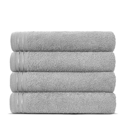 Lions Bath Towels - Juego de 4 toallas para baño super absorbentes, de secado rápido y extragrandes, toallas de 100 % algodón, 500 g/m² y 75 x 135 cm (azul verdoso)