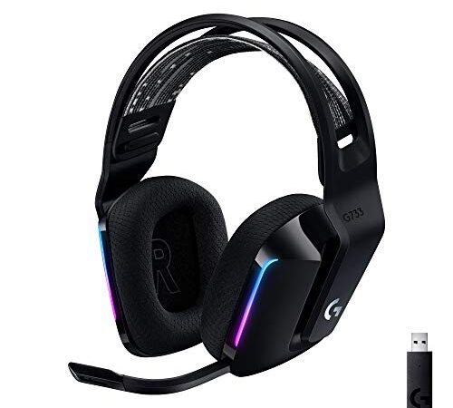 Logitech G733 LIGHTSPEED Auriculares con Micrófono Inalámbricos para Gaming con Diadema con Suspensión, LIGHTSYNC RGB, Tecnología de Micrófono Blue VO!CE, Ligeros, 29h de batería - Negro