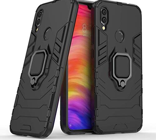 MaxPowerDigital Funda para móvil Xiaomi Redmi Note 7 / Redmi Note 7 Pro con Soporte Anillo Metálico - Carcasa Híbrida Antigolpes Resistente (Xiaomi Redmi Note 7, Negro)