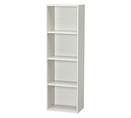 Movian, Armario con 4 estantes/Contenedor de Madera con estantes/Librería/Mueble Lateral, Diseño,Modular, Oficina, Casa - Basic Storage Shelf - CX-4 - Roble Blanco