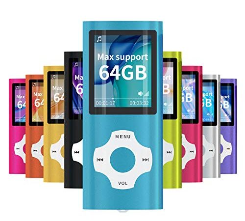 Mymahdi Reproductor portátil MP3 / MP4, Azul Claro con Pantalla de 1,8 Pulgadas LCD y Ranura para Tarjetas Memory Card, Tarjeta de 128 GB de Memory Card de Alta Capacidad Memory Card TF