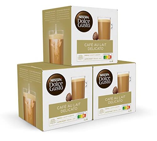 Nescafé Dolce Gusto Café con Leche Delicato - Pack De 3 x 16 cápsulas - Total: 48 Cápsulas