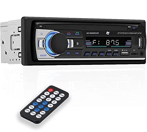 NK Auto Radio Coche - 1 DIN - 4x40W - Bluetooth 4.0 , Función AUX, Reproductor MP3 y x2 USB, FM Sonido Estéreo, Llamadas Manos Libres, Mando para Control Remoto, Pantalla LCD, iOS & Android (eMark)