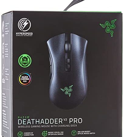 Razer DeathAdder V2 Pro - Ergonomic Wireless Gaming Mouse with Charging Dock