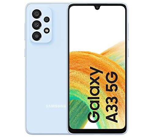 Samsung Galaxy A33 5G (128 GB) Azul Claro -Smartphone Android de 6 GB RAM, Teléfono Móvil Libre con Carga rápida, Batería de 5000 mAh y pantalla de 6,4'' (Versión ES)