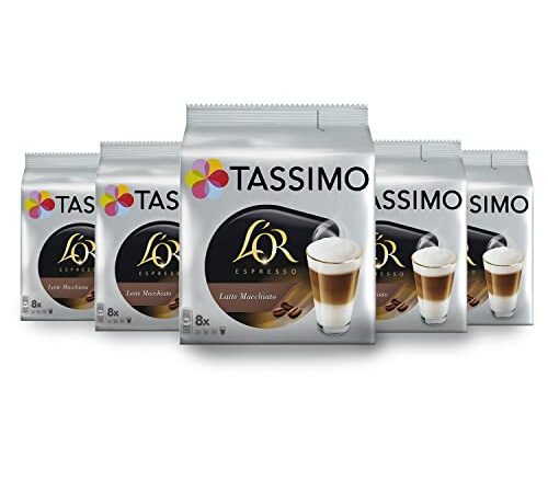 TASSIMO L'Or Café Latte Macchiato - 5 paquetes de 8 unidades (Total 40 unidades)