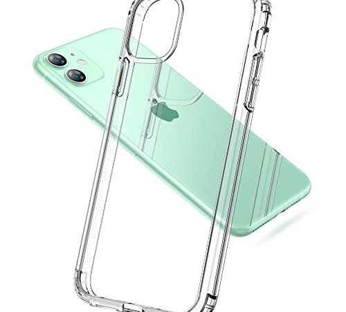 USLAI Funda para iPhone 11, Anti-Amarillo Carcasa Protectora Anti-Choque Resistente Arañazos - Transparente