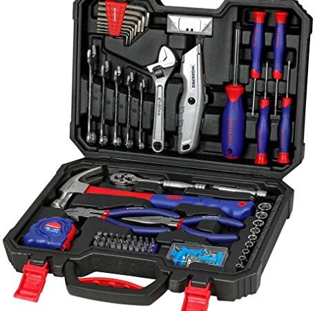 WORKPRO 160 Piezas Juego de Herramientas Básicas y Accesorios con Estuche de Almacenamiento, Herramienta para el Hogar, Set de Herramientas ideal para Bricolaje y Arreglos Diarios