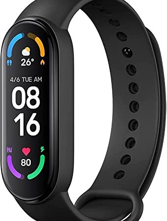 Xiaomi Smart Band 6 Versión Global Pulsera de Actividad de Mi Smart Sports Pulsera, Frecuencia Cardíaca y Detección de Oxígeno en Sangre 5ATM Impermeable, 30 Modos Deportivos, Negro