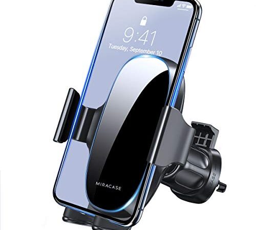 [2022 Generación] Miracase Soporte Móvil Coche, Universal Porta Movil Coche del Aire Ventilación, Sujeta Movil Coche Compatible con iPhone 14 13 12 11 XS XR, Xiaomi, Samsung y Más