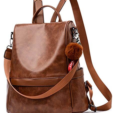 Anti-robo Mujer Mochila de Cuero de pu mochila de Bolsa de mano Mochilas Casual Bolsa de viaje Messenger Bag Backpack (marrón)