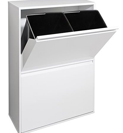 ARREGUI Basic CR601-B Cubo de basura y reciclaje de acero de 4 cubos, mueble de reciclaje, 4 x 17 L (68 L), BASIC - Blanco, 90.5 x 58.5 x 24.5 cm