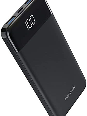 Bateria Externa 10400mAh Power Bank USB C con LED Patalla Bateria Portatil Charmast Ultra Slim Powerbank 2 entradas y 3 Salidas de 5V/3A Compatible con iPhone 14 13 Samsung Huawei iPad