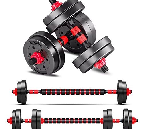 BCBIG mancuernas ajustables,baratas Pesas Set,2 En 5 De Dumbbell con Barras ConexióN,Recubierta de Goma con Discos, juego de pesas de entrenamiento para equipos de gimnasio en casa.15kg(7.5kg*2)