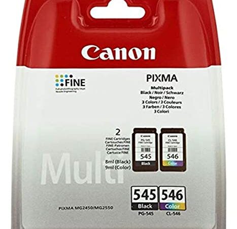 Canon PG-545+CL-546 Cartucho Multipack de tinta original Negro y Tricolor para Impresora de Inyeccion de tinta Pixma.