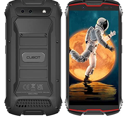 CUBOT Teléfono Móvil 4 Pulgadas, Kingkong Mini 2 Pro Teléfono Resistente, Mini Smartphone Memoria 4GB RAM + 64GB, Android 11, Cámara 13MP, 3000mAh, 4G Dual SIM, Face ID Type C OTG (Negro+Rojo)