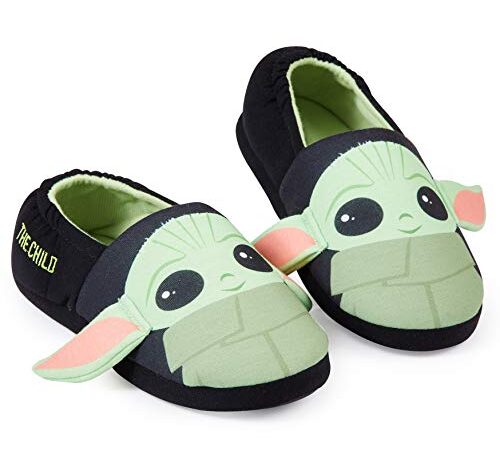 Disney Baby Yoda Zapatillas Casa Niño, Zapatillas Niño Star Wars Diseño 3D, Pantuflas Niño de Invierno Suela Antideslizante, Regalos Originales Para Niños y Niñas (34/35 EU, Negro, numeric_34)