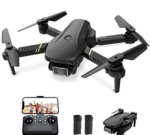 Drones con Camara 1080P HD, Dron con Cámara, Drones para Niños, Mini Drone Plegable WiFi FPV por Control Remoto con 2 Baterías, Altitud Hold, Regalos de Drone Adultos y Niños