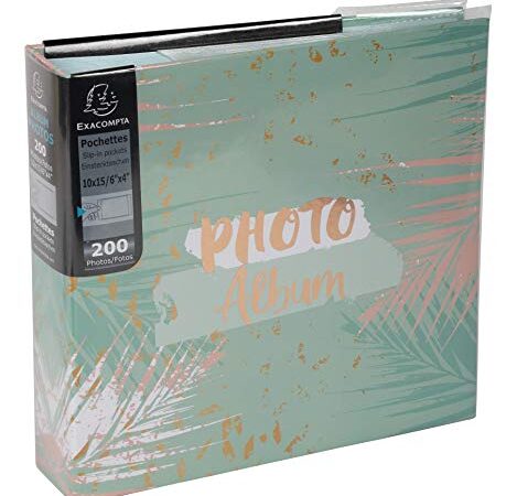 Exacompta Pastel Tropic 62222E - Álbum de Fotos con Fundas – 200 Fotos de 10 x 15 cm – 100 páginas – Formato de 22,5 x 32,5 cm – Álbum Impreso con una Marca Rosa sobre la Cubierta