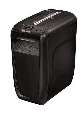 Fellowes 60Cs - Destructora trituradora de papel, corte en partículas, destruye hasta 10 hojas, uso personal, tritura tarjetas de crédito, color negro