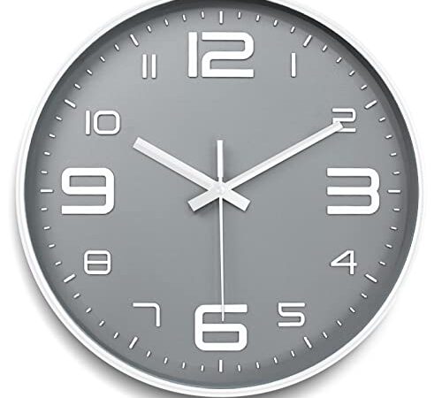 Frasheng Reloj de Pared,Reloj de Pared Moderno,Reloj de Pared Silencioso,Reloj de Pared Decorativo Redondo de Cuarzo,Adecuado para Sala de Estar,Cocina,Dormitorio y Sala de Estudio (12 Pulgadas)