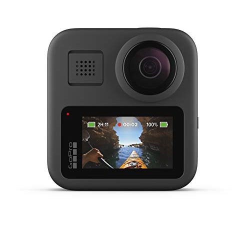 GoPro Max, Cámara de Acción Digital a Prueba de Agua 360 con Estabilización Irrompible, Pantalla Táctil y Control de Voz, Bluetooth USB Wireless, GoPro Quik, Black