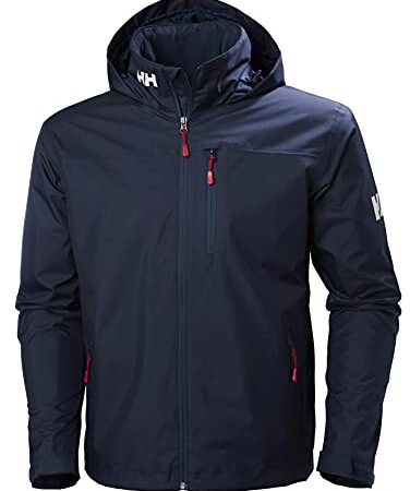 Helly Hansen Crew Hooded Midlayer - Chaqueta Impermeable, Cortavientos y Transpirable, con Forro Polar y Capucha Integrados, Hombre, Azul (597 Navy), M