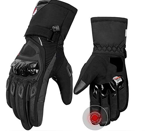 ISSYZONE Guantes Moto 2KP Homologados para Invierno, Guantes Impermeables de Moto con Pantalla Táctil, Guantes Protectores de Motociclismo de Dedo Completo para Invierno Deportes al Aire Libre