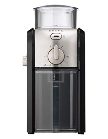 Krups GVX242 Molinillo de café profesional con sistema de muelas con torno-molido y 17 ajustes de triturado, de más fino a más grueso, potencia 100 W, Negro