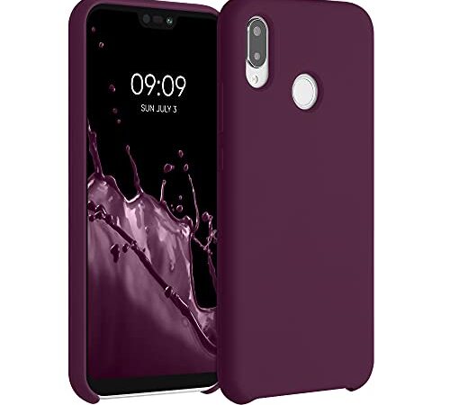 kwmobile Carcasa Compatible con Huawei P20 Lite - Funda de Silicona para móvil - Cover Trasero en Violeta Burdeos