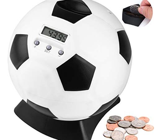 LarmTek Hucha Infantil, Hucha Digital con Pantalla LCD automática para Ahorrar Dinero y decoración Deportiva, Hucha con 2 Llaves, Ideal para Ahorro Personal, Aprendizaje o Juego