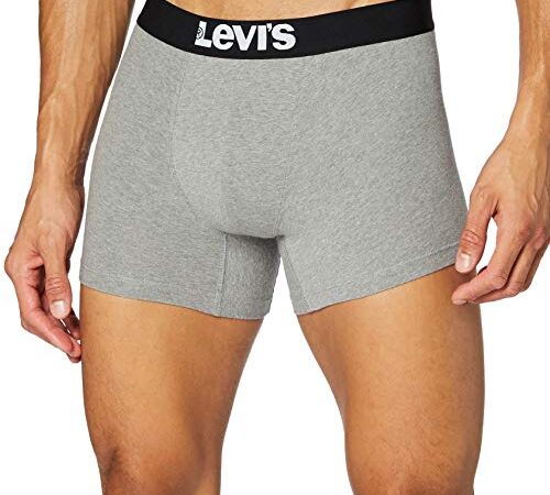 Levi's Hombre Solid Basic Boxers (4 Unidades) Boxer Shorts, Gris y Negro, M