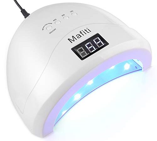 mafiti Lámpara Ultravioleta para secado de uñas. 48W. Tecnología UV LED. Ideal para uñas de gel y todo tipo de manicura. Con 4 modos de temporizador (Blanco)