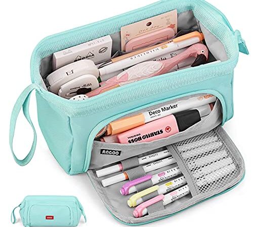 Mamowla Estuche Escolar Estuches de Lápices de Gran Capacidad Estuche Neceser Maquillaje para Niñas Niños Adolescentes Estudiantes Adultos, Azul