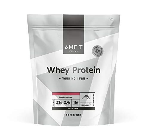 Marca Amazon - Amfit Nutrition Proteína de Suero Lácteo, Sabor Frambuesa, 1kg