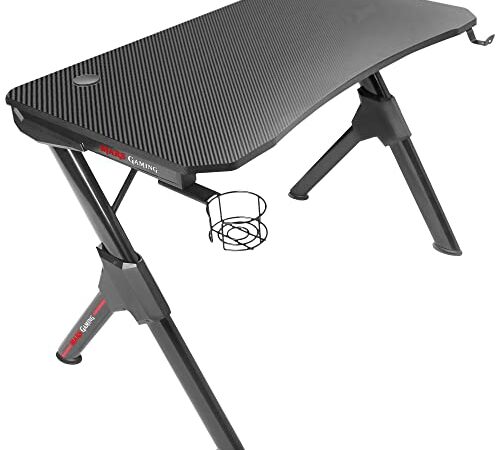 Mars Gaming MGD, Mesa Gaming Ergonómica, Soporte Cascos+Botella, 110x60cm, Negro