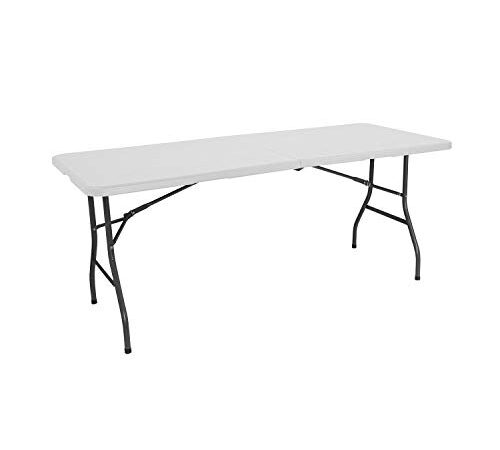 Mesa Catering Plegable Portátil Rectangular Blanca de 240 cm | GH91 | Mesa Multiusos: Camping, Eventos en Espacios Exteriores o Interiores | Mesa Resina y Patas Acero | 6-8 Personas y Carga de 150kg